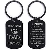 Fodfgxf Dad Gift from Daughter Son Drive Safe Keychain for Daddy Him | Birthday Fathers Day Christmas Thanksgiving Valentines Gift for Dad Father Papa Husband Stocking Stuffers for Dad
