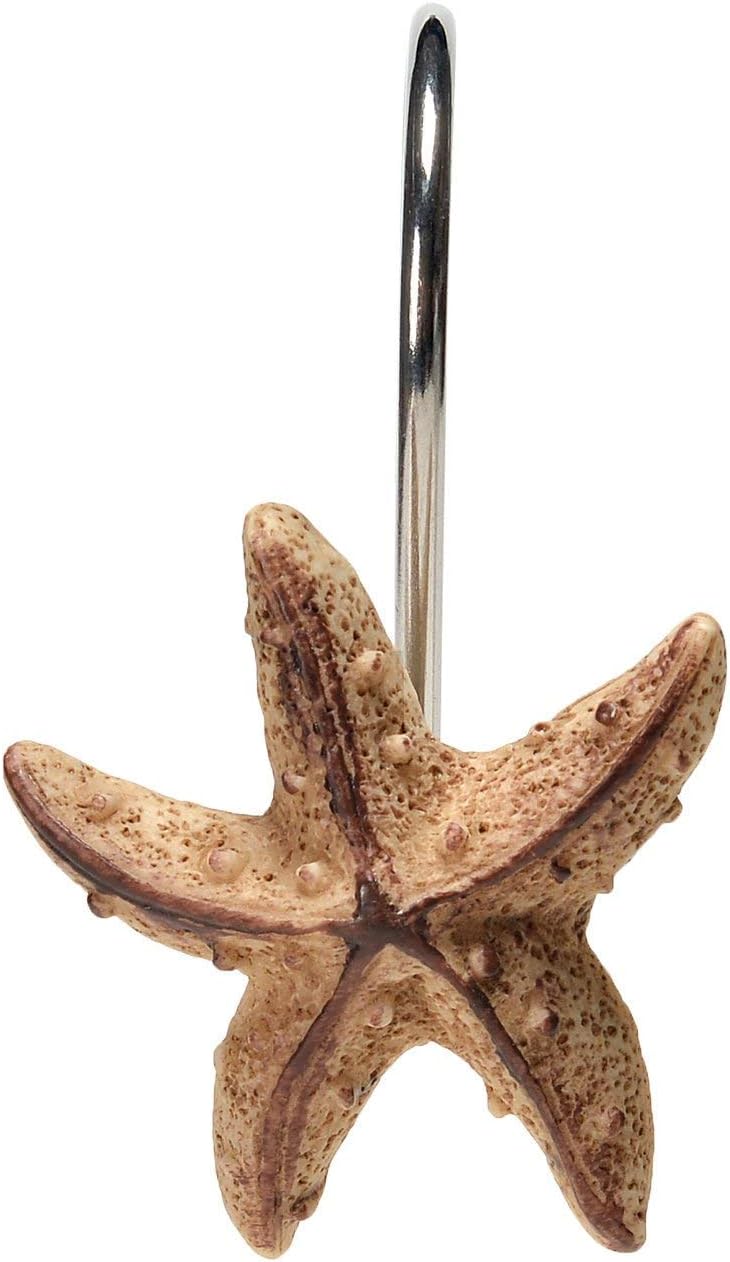 AGPtek 12 PCS Fashion Decorative Home Bathroom Seashell Shower Curtain Hooks (Seashell: Light Brown, Starfish: Tan, Conch: Light Brown): Home & Kitchen