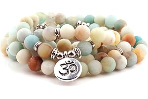 GVUSMIL 8mm 108 Mala Beads Wrap Bracelet Necklace for Yoga Charm Bracelet Natural Gemstone Jewelry for Women Men