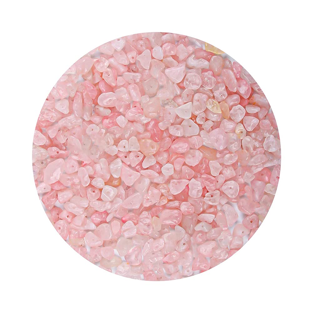 Colle 5-8mm Gemstone Beads Irregular Chips Stone Beads Kit for Jewelry Making Solid Colour Crystals and Gemstones Healing DIY Bead Set for Necklace Bracelet Earring(Pink Pine)