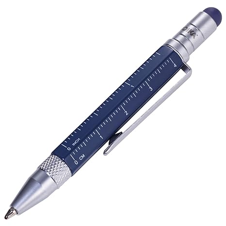 TROIKA CONSTRUCTION LILIPUT – PIP25/BL – Multitasking-Kugelschreiber (klein) – Tool Pen– Zentimeter-/Zoll-Lineal – Schlitz-/K