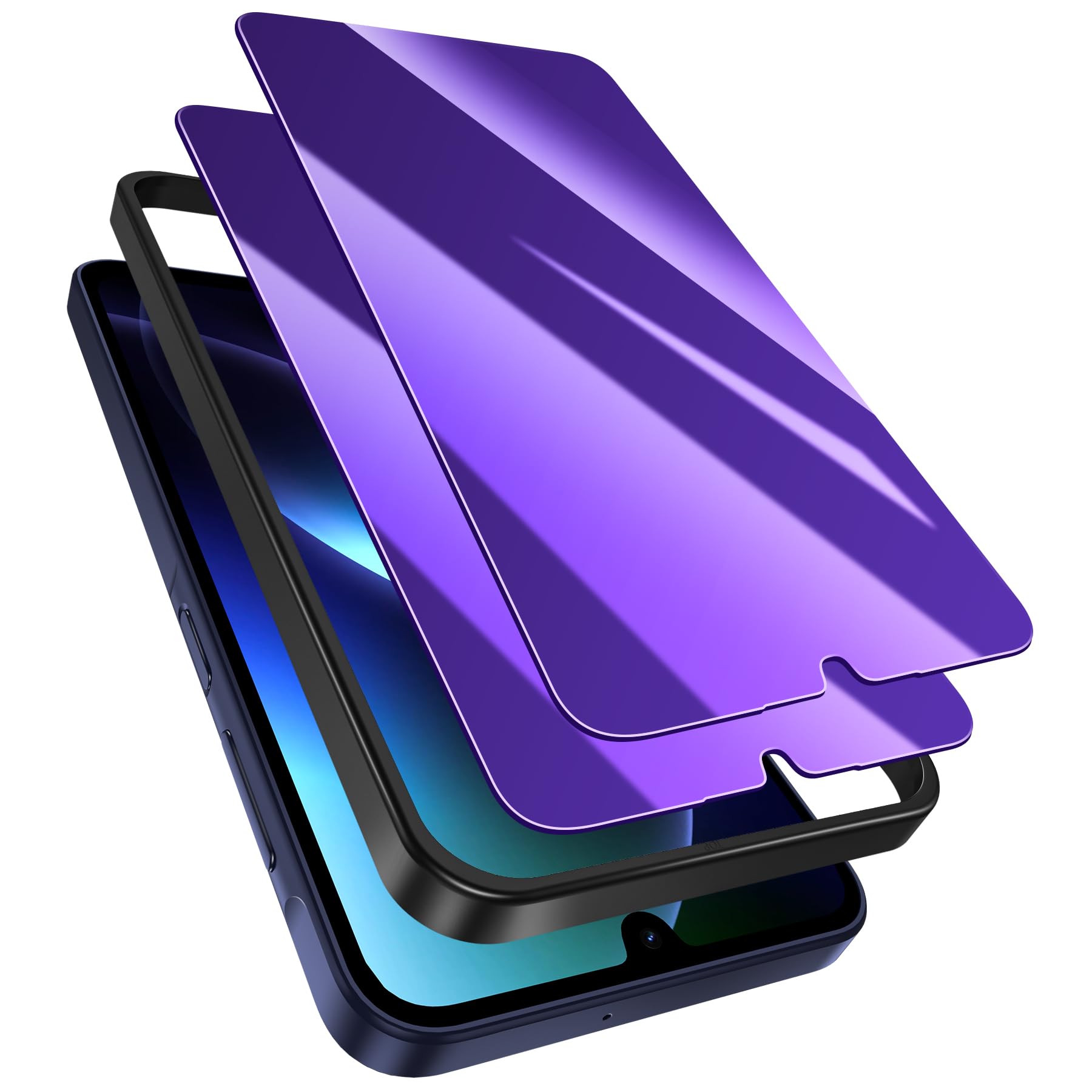 WYQLTD 2 Pack for Samsung Galaxy A16 / A17 5G Privacy Screen Protector Tempered Glass, Purple Gradient, Anti-Spy Anti-Blue Light Anti-Scratch No Bubble Case Friendly Easy Installation