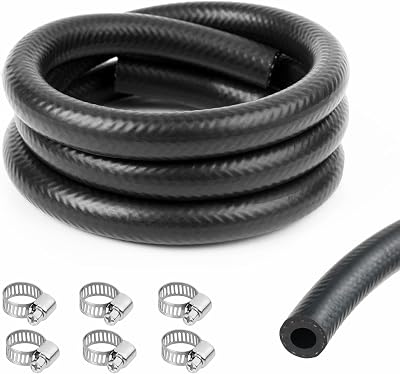 URAQT 6mm Fuel Line Hose 1 m 1/4 inch ID with 6 Clamps for Cars Tractors