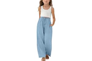 Girls Baggy Denim Pants Wide Leg Jeans Sweatpants Teen Girl High Waist Drawstring Straight Leg Palazzo Pants Y2k Streetwear