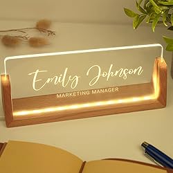 Custom Name Plate for Desk, Personalized Light Up