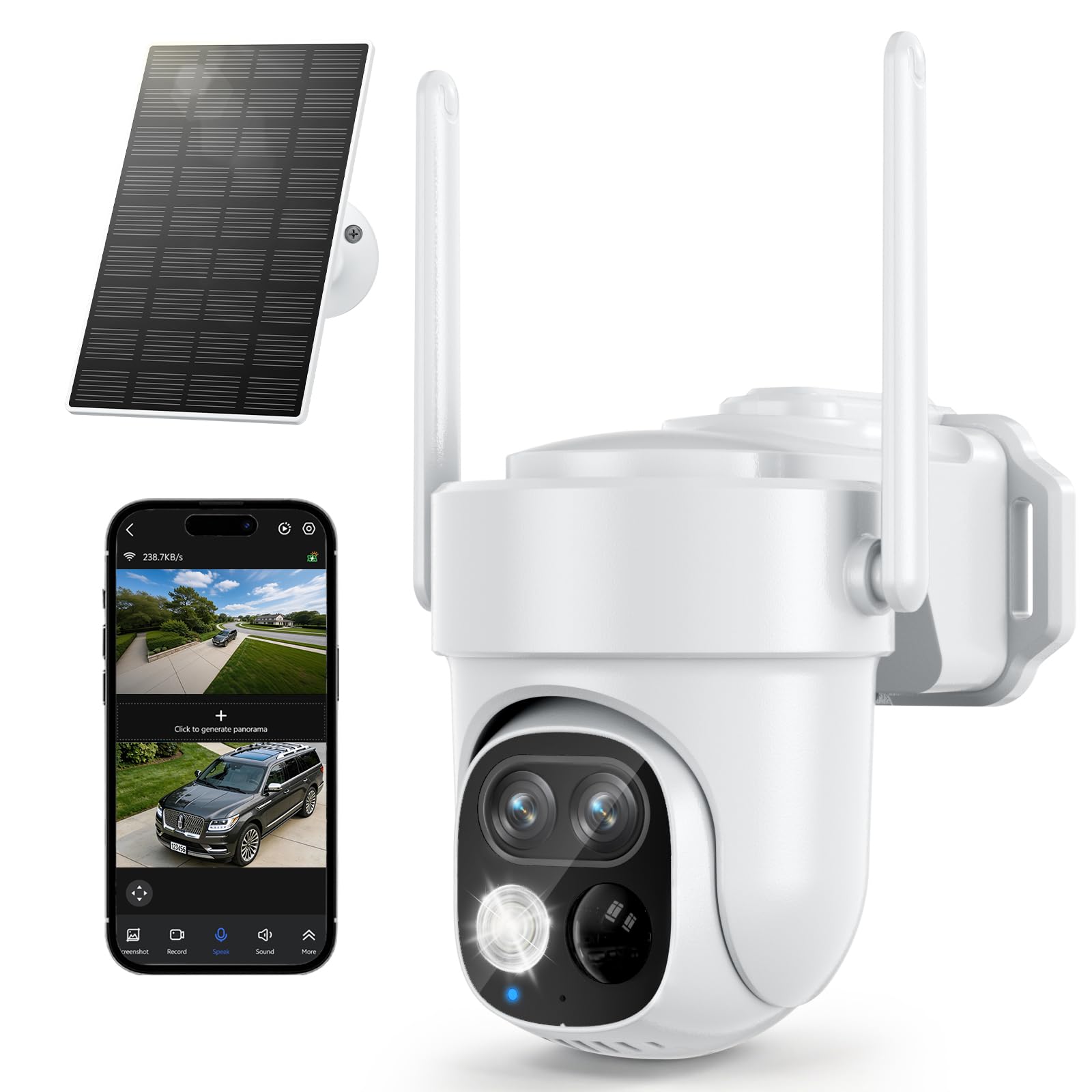 sv3c security cameras wireless outdoor, 2k dual lens camera for home security with solar powered, au