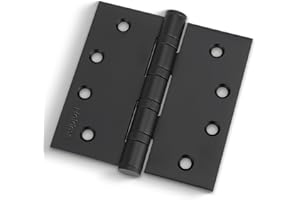 Haidms 304 Stainless Steel Matte Black 4'' Door Hinges for Exterior Doors Ball Bearing Door Hinges 4in x 4in with Square Corners, Heavy-Duty, 3PACK