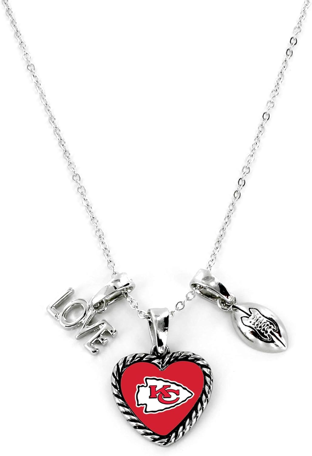Aminco NFL Kansas City Chiefs Charmed Sport Love Pendant Necklace, Jacksonville Jaguars, 4 : Clothing