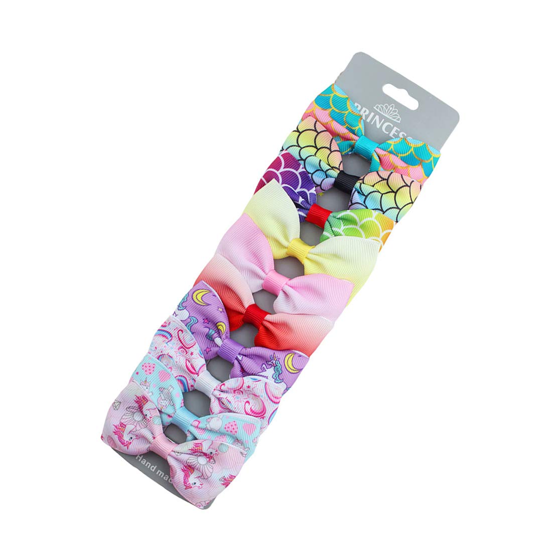 10 PCS Bowknot Baby Hair Clips Gradient Color Rainbow Color Creative Bobby Pin Hair for Kids Children Girls