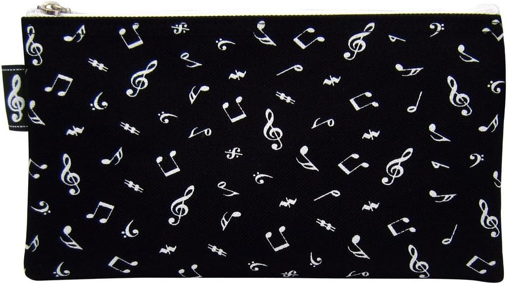 Music Themed High Quality Musical Notes Design Black Pencil Zipper Pouch
