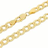 Nuragold 14k Real Yellow Gold Cuban Curb Link 6.5mm Chain Necklace (16"-30") Italian Jewelry for Men & Women