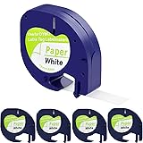 Etikettenband, kompatibel mit Dymo LetraTag White Paper Refill 91330 10697, 12 m
