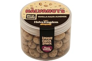 Halva Kingdom, Tahini Halva, Cotaed, Covered Sweet Gourmet Nuts, Vegan Friendly 7 oz. (VANILLA HALVA ALMONDS)