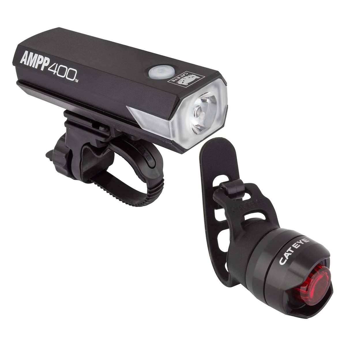CatEye AMPP 400 / Orb Light Set: AMPP 400 front light paired with Orb rear light — image 1