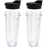 THWRAI Blender Replacement Parts for Ninja BPA-Free 32oz Cups &amp; Lids | Stainless Steel Bearing, Dishwasher-Safe, 100% Leakproof, Versatile Use, Durable Replacement Cup, Fits for NINJA Model