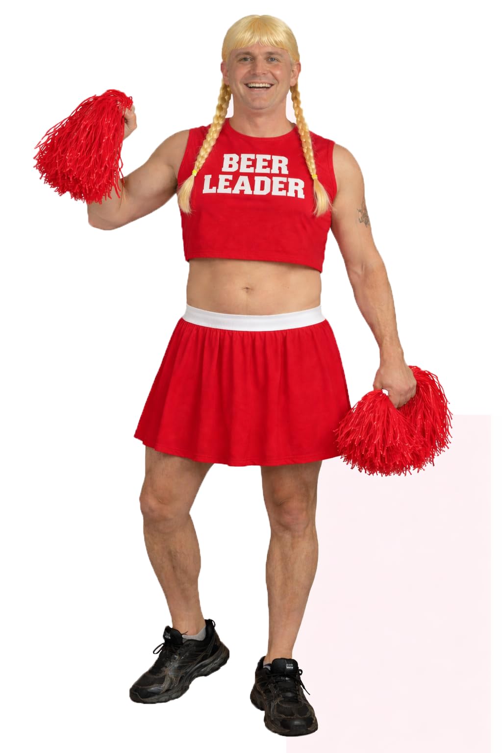 The Dragons Den Mens Funny Cheerleader Beer Leader Stag Party Stag Night Fancy Dress Costume [Red S-M]