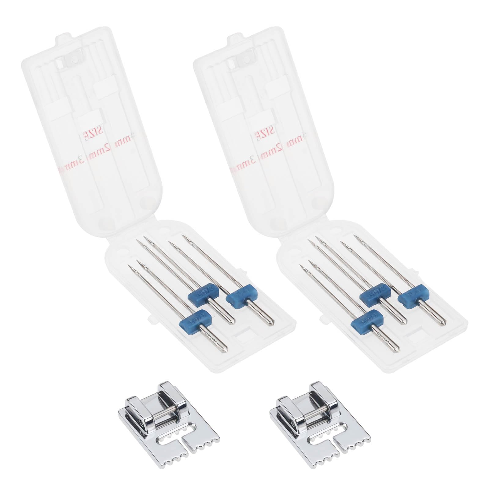 eMagTech 2 Sets of Twin Stretch Machine Needle Presser Foot Kit Compatible with Brother Compatible with JANOME Compatible with Singer Sewing Machine