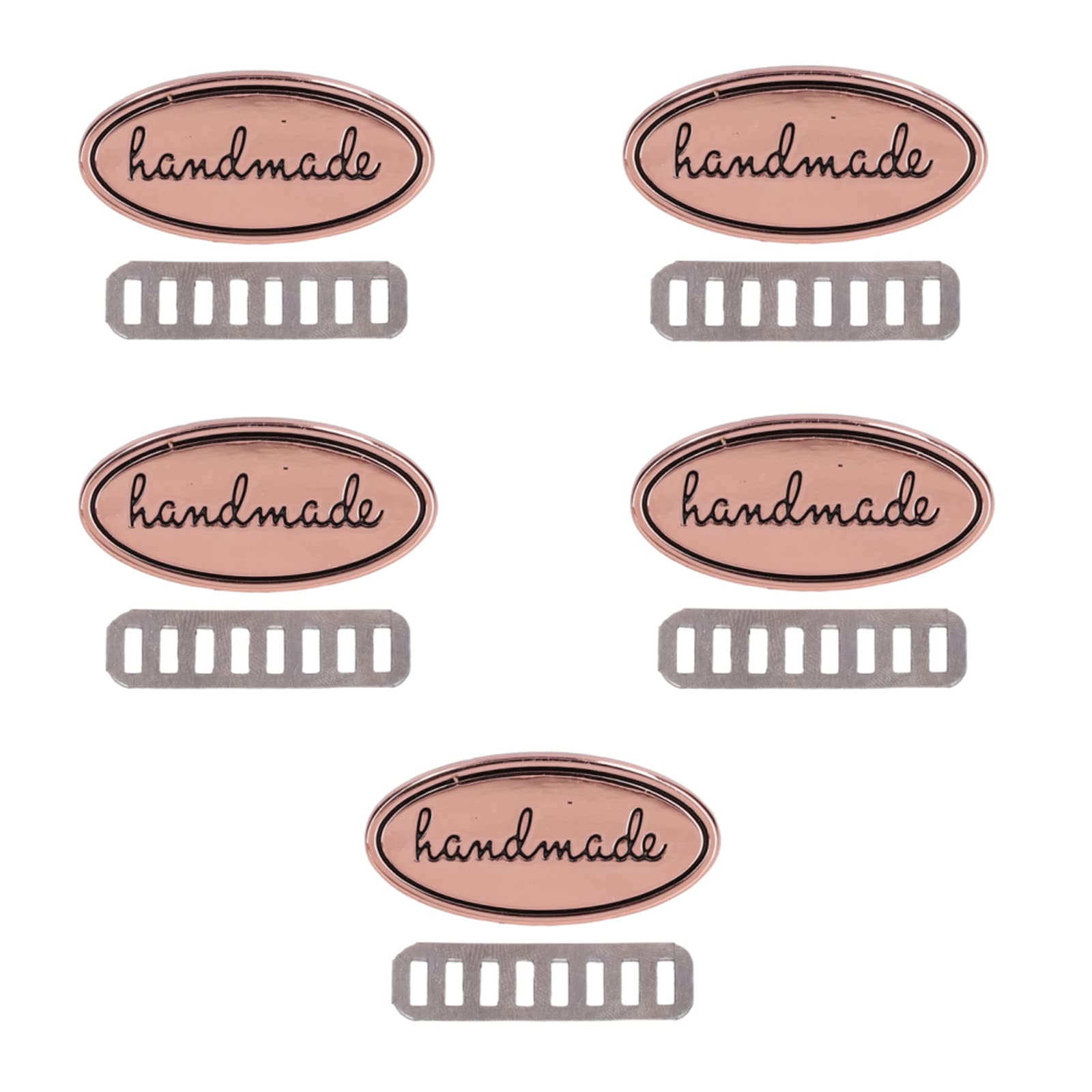 Handmade Metal Tags, Rose Gold Alloy Pendant Sewing Labels with Buckle for DIY Clothes Hats, 5pcs Zinc Charms for Crafting Textile Decor — image 1
