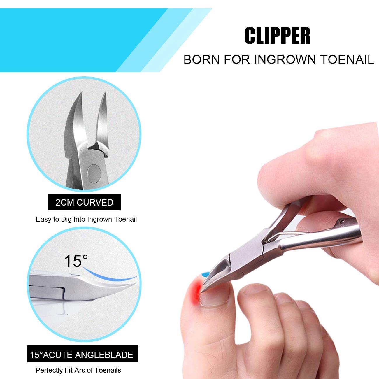 Ingrown Toenail Tool Kit (7PCS), Professional Toe Nail Clipper Set for Ingrown & Thick Nail, Stainless Steel Ingrown Toenail Kit, Surgery Grade Manicure Pedicure Tool By Dualeco: Beauty