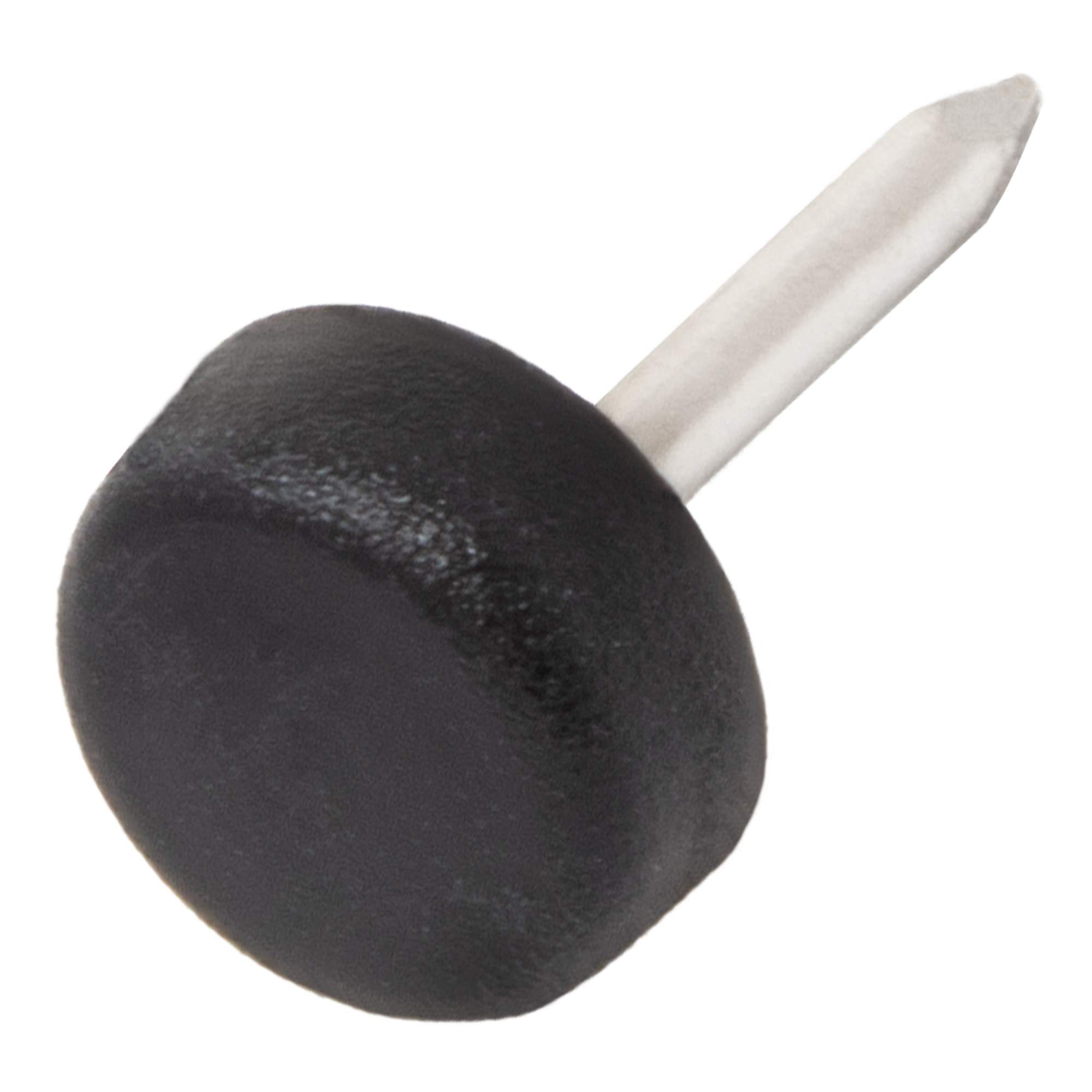Adsamm® / 16 x Glides in plastic with nail | Ø 0,39'' (Ø 10 mm) | black | round | Premium quality furniture sliders with nail by Adsamm®