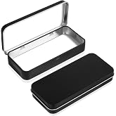 Tyqour Metal Rectangular Empty Hinged Tin Box Containers Metal Tin Box for Home Storage Jewelry Crafts 5.12 x 2.36 inch