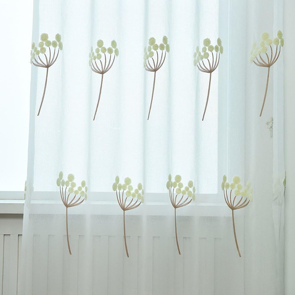 Amazon De Seite Bside Landhaus Stil Vorhange Gardinen Voile Drapes Rod Taschen Pusteblume Bestickt