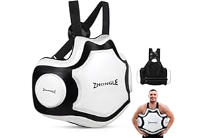 ZHONGLE Professional Boxing Body Protector for MMA, Muay Thai & Kickboxing | Adjustable Chest Guard with Impact Absorption | 