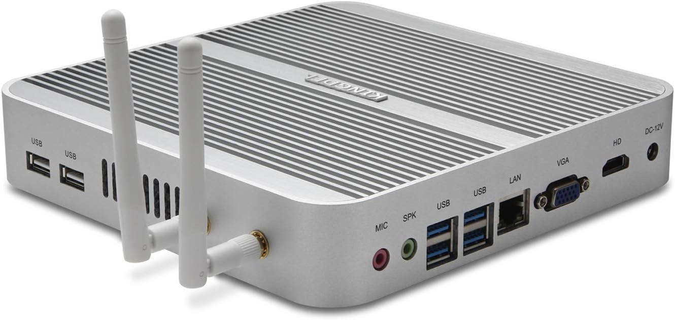 KINGDEL 4K HTPC, Windows 10 Nettop with Intel i5-4200U Haswell CPU, 8GB RAM, 64GB SSD+500GB HDD, intel HD4400 Graphics, 4*USB 3.0, HD, VGA, WiFi, Fanless