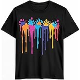 Men's T-Shirt Paw Printing Graphic Tees Cotton Short-Sleeve Casual Tops Red Yellow Blue Paw Prints Printed T-Shirt