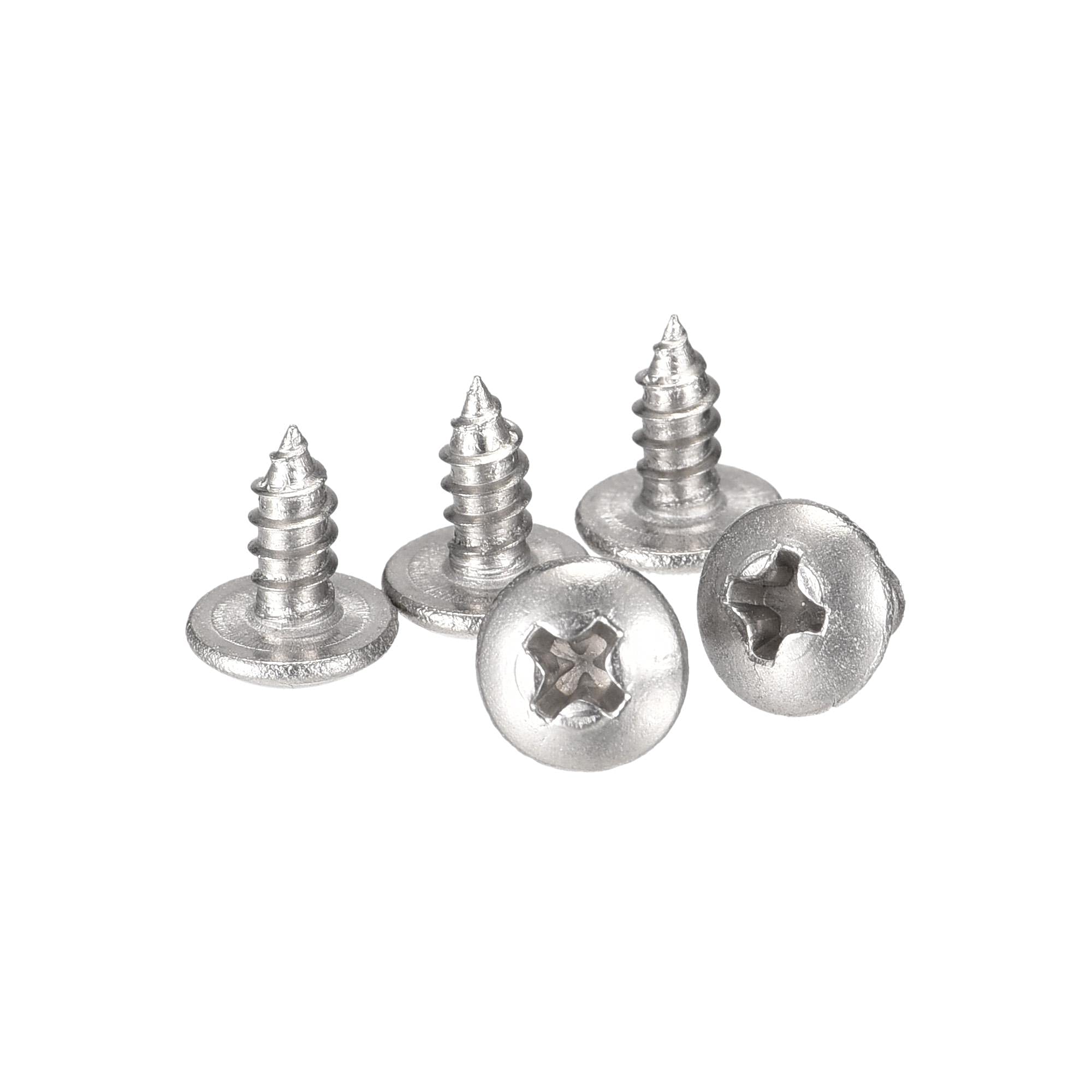 sourcing map Phillips Head Self Tapping Screws, #4 x 1/4" 304 Stainless Steel Wood Sheet Metal Screw 100pcs