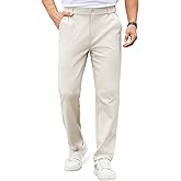 COOFANDY Mens Casual Chino Pants Elastic Waist Lightweight Trousers Classic-Fit Business Dress Pants with Pockets