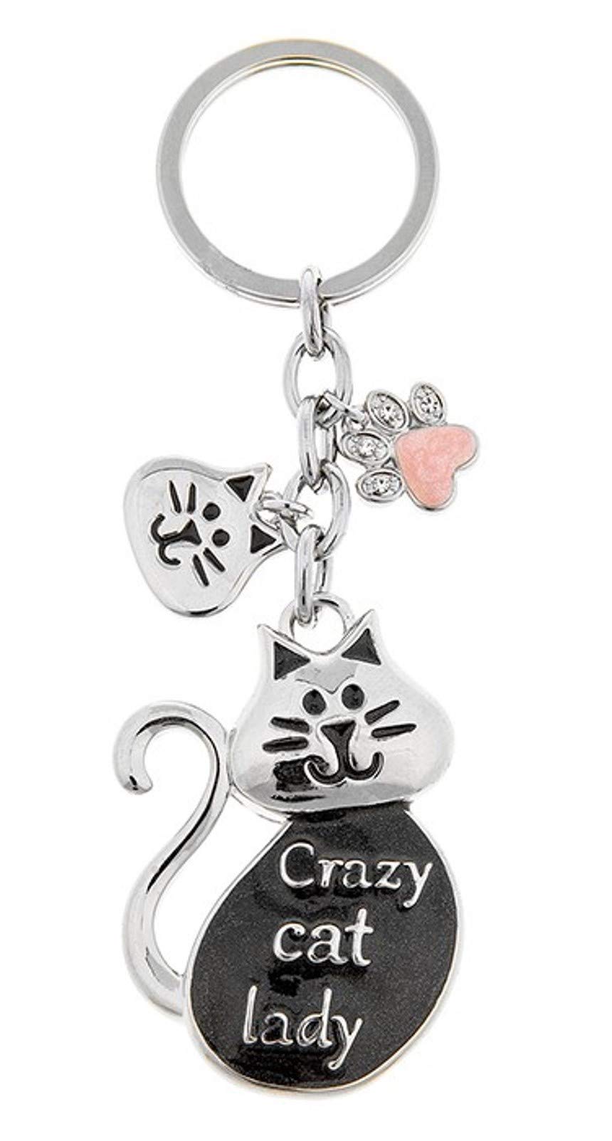 Joe Davies Equilibrium Snazzy Style Enamel Keyring Charm Cat Crazy Cat Lady