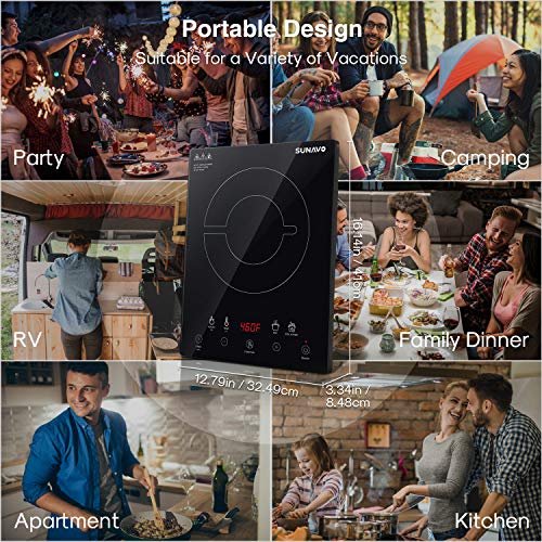 SUNAVO Portable Induction Cooktop, 1800W Sensor Touch Multifunction Induction Burner, 15 Temperature Power Setting CB-I11A