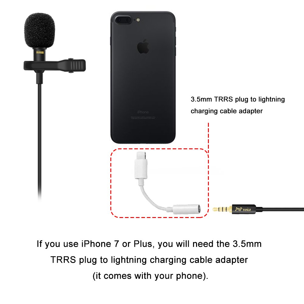 Professional #1 Best Lavalier Lapel Microphone Omnidirectional Condenser Mic for Apple IPhone Android & Windows Smartphones,Youtube,Interview,Studio,Video Recording,Noise Cancelling Mic