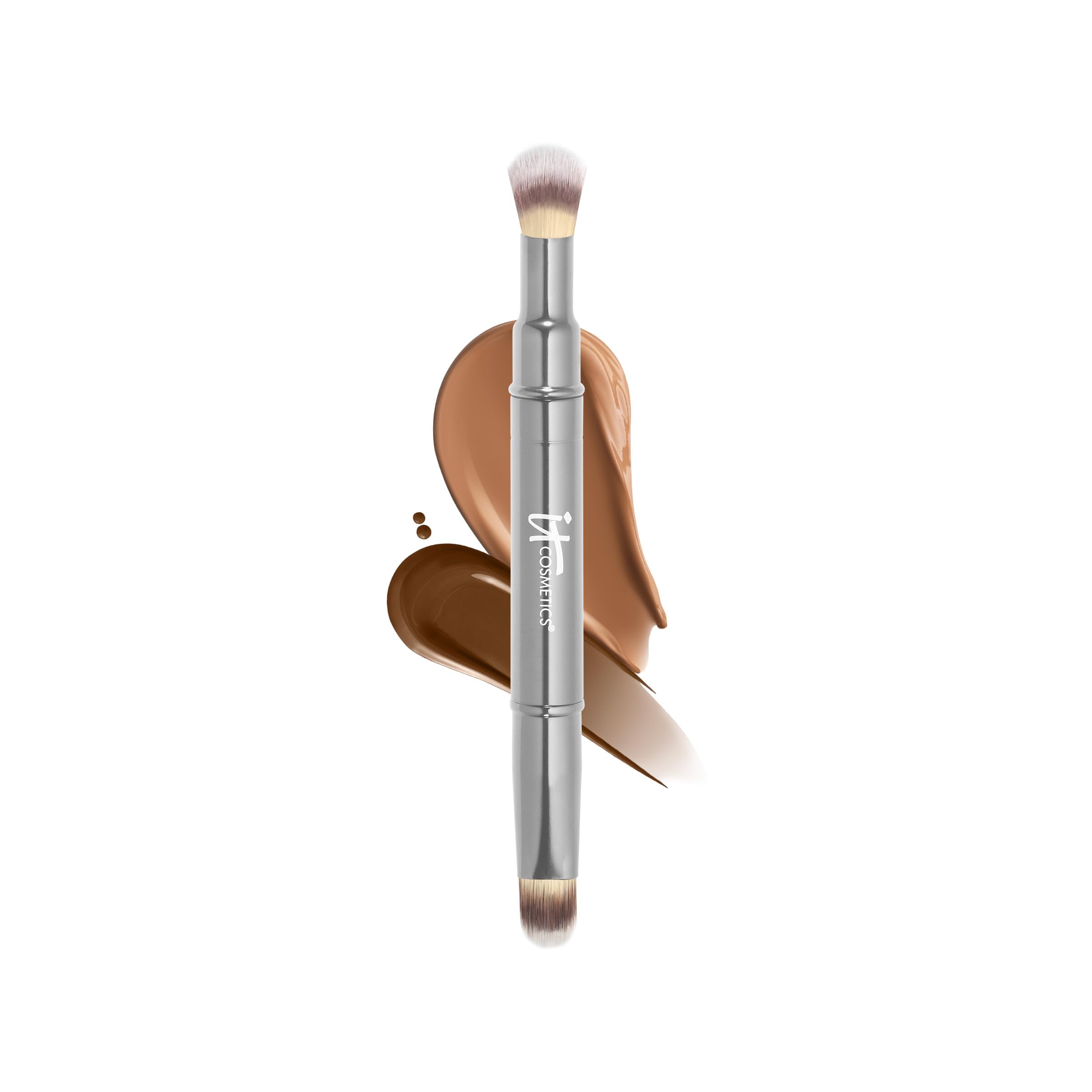 It Cosmetics Heavenly Luxe Dual Airbrush Concealer Brush #2 - Dual-Ended, 2-in-1 Brush for Liquid & Cream Concealer - Buff Away Imperfections - With Award-Winning Heavenly Luxe Hair Silver