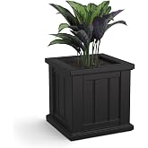 Mayne Cape Cod 14in Self-Watering Square Planter, Black | Self-watering, All season, Fade resistant, Double-wall design, 15-year warranty