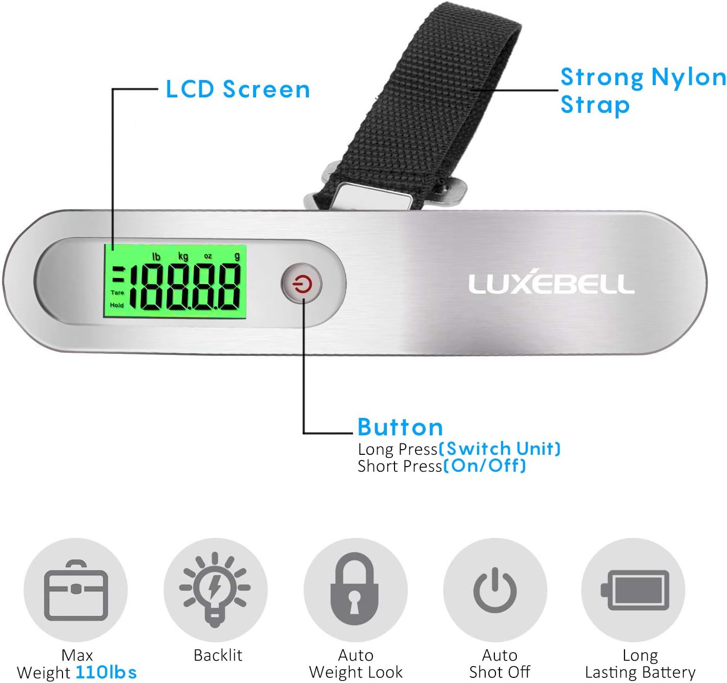  | Digital Luggage Scale Gift for Traveler Suitcase Handheld Weight Scale 110lbs | Luggage Scales