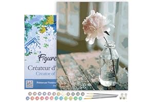 Figured'Art Paint by Numbers Kit for Adults with Frame White Flower 16"x20" - Craft Art Painting DIY Kit Canvas Already Stretched on a Wooden Frame