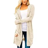MEROKEETY Long Cardigans for Women 2026 Fall Winter Hooded Long Sleeve Open Front Sweaters with Pockets