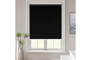 AOSKY Roller Window Shades Blackout Blinds for Windows Cordless Bedroom Shade Room Darkening Shades Door Blinds with Thermal Insulated Easy to Install for Home，Office，Bathroom W34xL72 Black