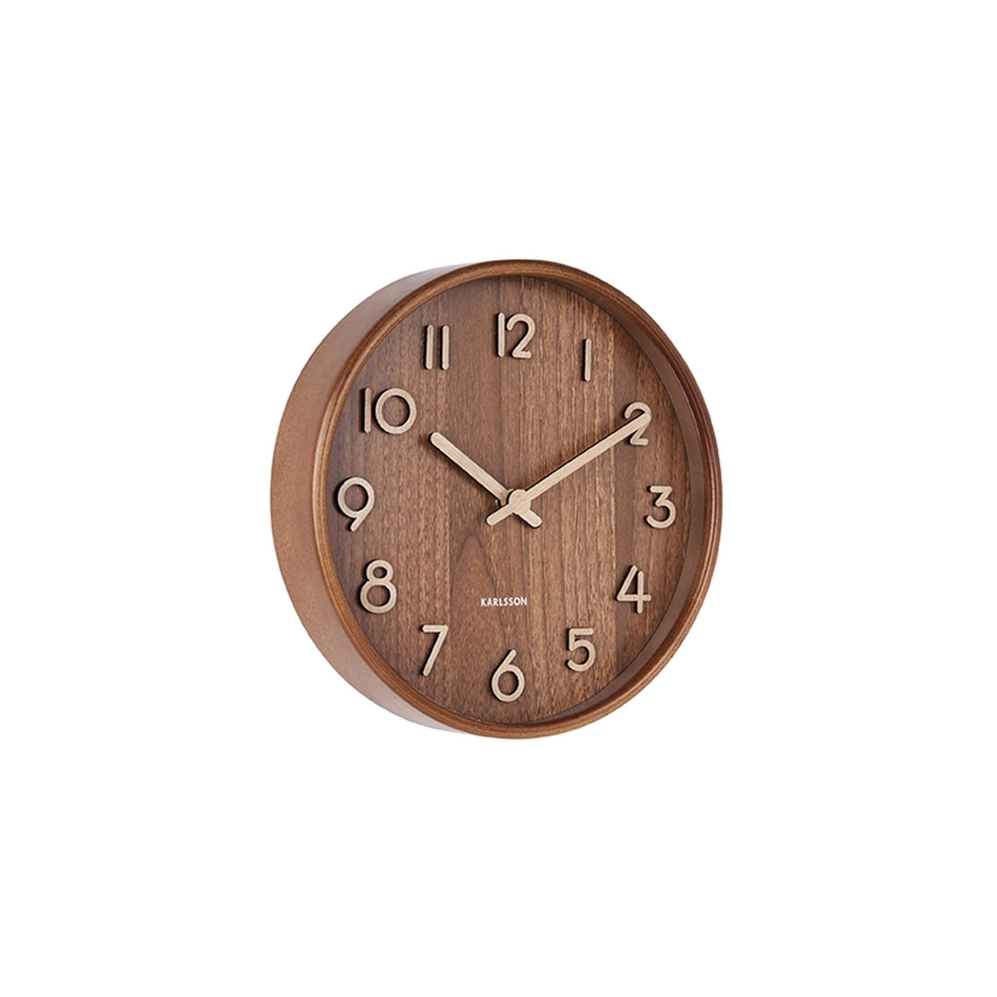 Karlsson KA5808DW Pure Small Round Wall Clock Dark Wood Brown D22 x 4.5 cm
