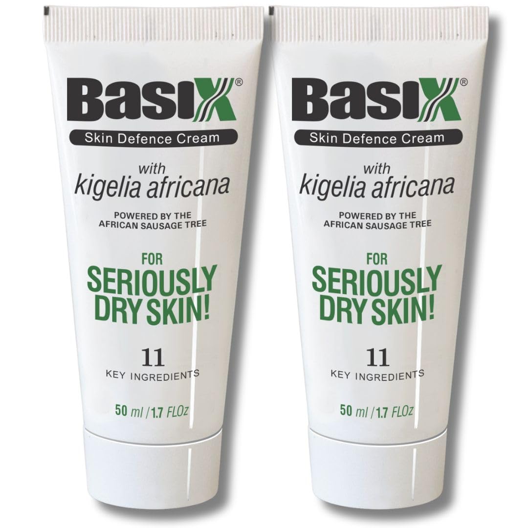 Basix Skin Defence Cream (Twin Pack 2x50ml) Repair Cream for Seriously Dry Skin with Kigelia Africana - Suitable for Eczema, Psoriasis and Dermatitis