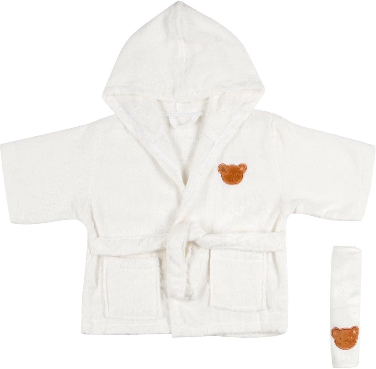 Soft Absorbent Bamboo Hooded Baby Bathrobe and Washcloth for Girls and Boys | Use After Bath, Swimming or Cold Winter Nights | Organic and Hypoallergenic | Fits Kids 9 to 18 Months