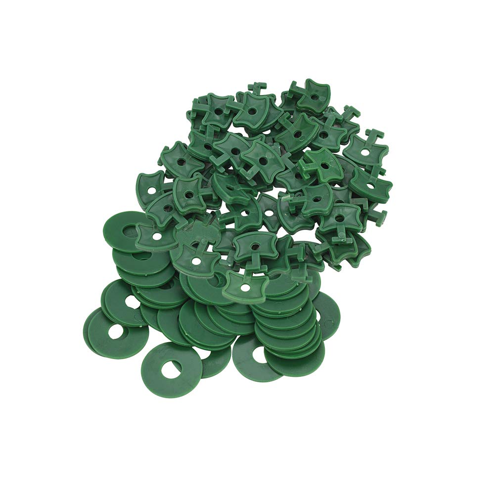 Otzoan Greenhouse Twist Fixing Clips and Washers - Aluminium Greenhouse Bubble Wrap Insulation - Green (50 Clips + 50 Washers)