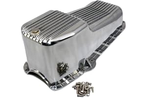 1 Set SHLPDFM Oil Pan Polished Aluminum Finned Oil Pan Kit Bolts Plugs Fits for 1958-1979 SBC Chevy 262, 267, 283, 305, 327, 