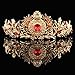 FUMUD Fashion Red/Green Rhinestone Crown Geometric Rhinestone Tiara Fashion Wedding Hairband Hair Accessories Bridal Jewelry