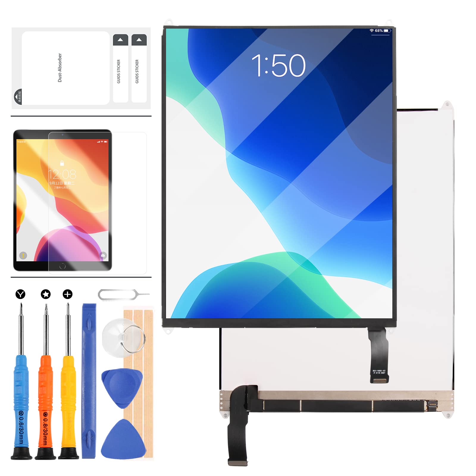 SRJTEK LCD Display For iPAD MINI 2 3 Screen Replacement Compitbale with MINI 2 A1489 A1490 A1491 MINI 3 A1599 A1560 A1601 LCD Panel 9.7" Tablet Repair Parts Kits,with Free Tools +Screen Protector