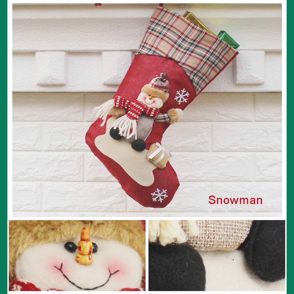 3pc Chaussette de Noel a Suspendre Grande Tricot Broder Traditionnelle