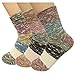 Tdeal 3 Pairs Women's Warm Wool Crew Socks Vintage Cotton Super Thick Soft Winter Sock