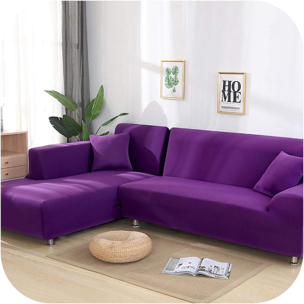 Sofa Covers, 1/2 Piece Plain White Elasticated Sofa Covers for Living